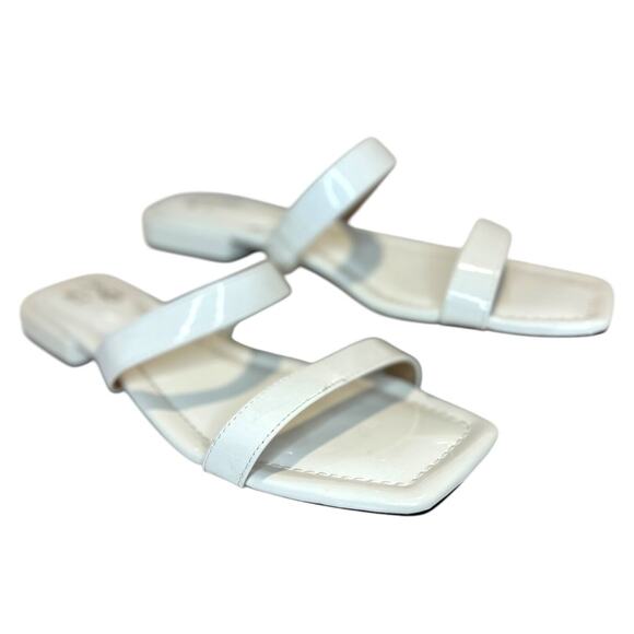 Mix No. 6 Merri White Straps Square Toe Block Heel Slip-on Sandals Womens 10 M - Picture 2 of 6